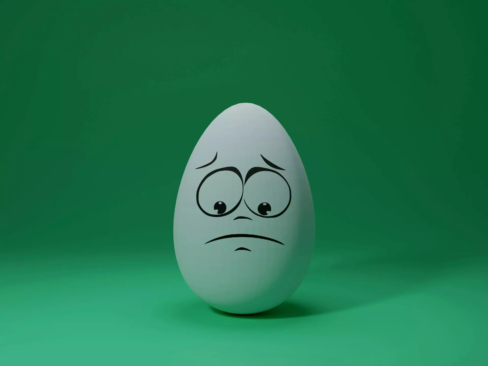 Title Image for article: Reacting to OCD Thoughts (part 1). An egg with a sad face drawn on it. By Shubham Dhage
