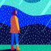 A woman standing still against the wind and the rain, by art-attack.